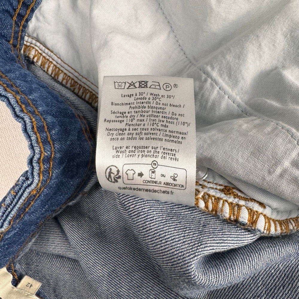 Sezane Clarine Denim Skirt Women FR 42/US 10 Button Front Midi Organic Cotton - Picture 4 of 8